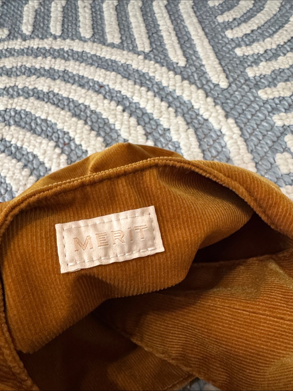 MERIT Signature Corduroy Tie Top Cosmetic Bag Caramel Brown - Picture 6 of 7